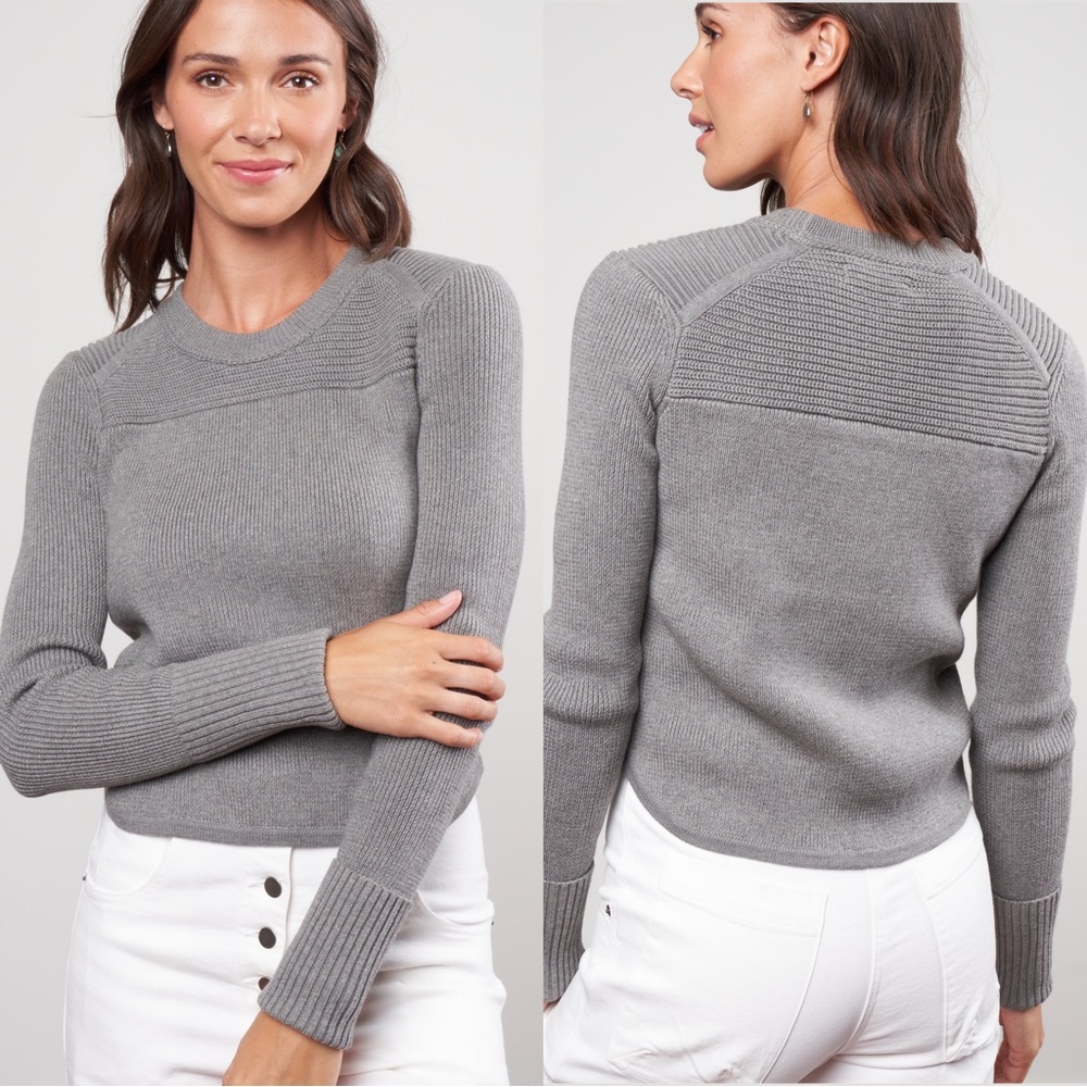 NWT ISABEL MARANT Etoile Tycia Jumper Gray Sweater Cotton Wool Stretch